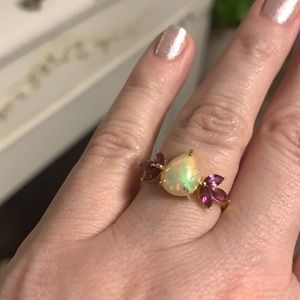 Ethiopian real Opan gold plated ring size 8